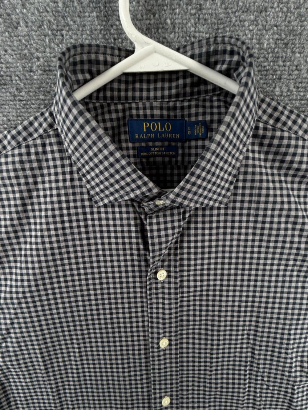 NWOT Polo Ralph Lauren Check Large Slim All Cotton Gray Shirt Mens Long Sleeve